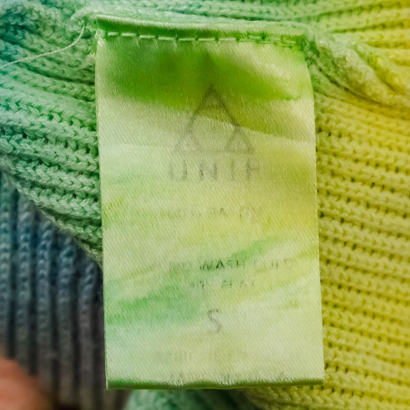 Unif Size Small S Stevie Multicolor Pastel Tie Dye Scoop Neck 3/4 Sleeve Waffle - Picture 5 of 6